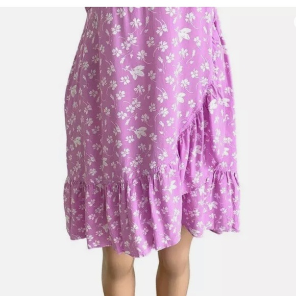 J. Crew Purple Floral Faux Wrap Ruffle Dress - Picture 8 of 11